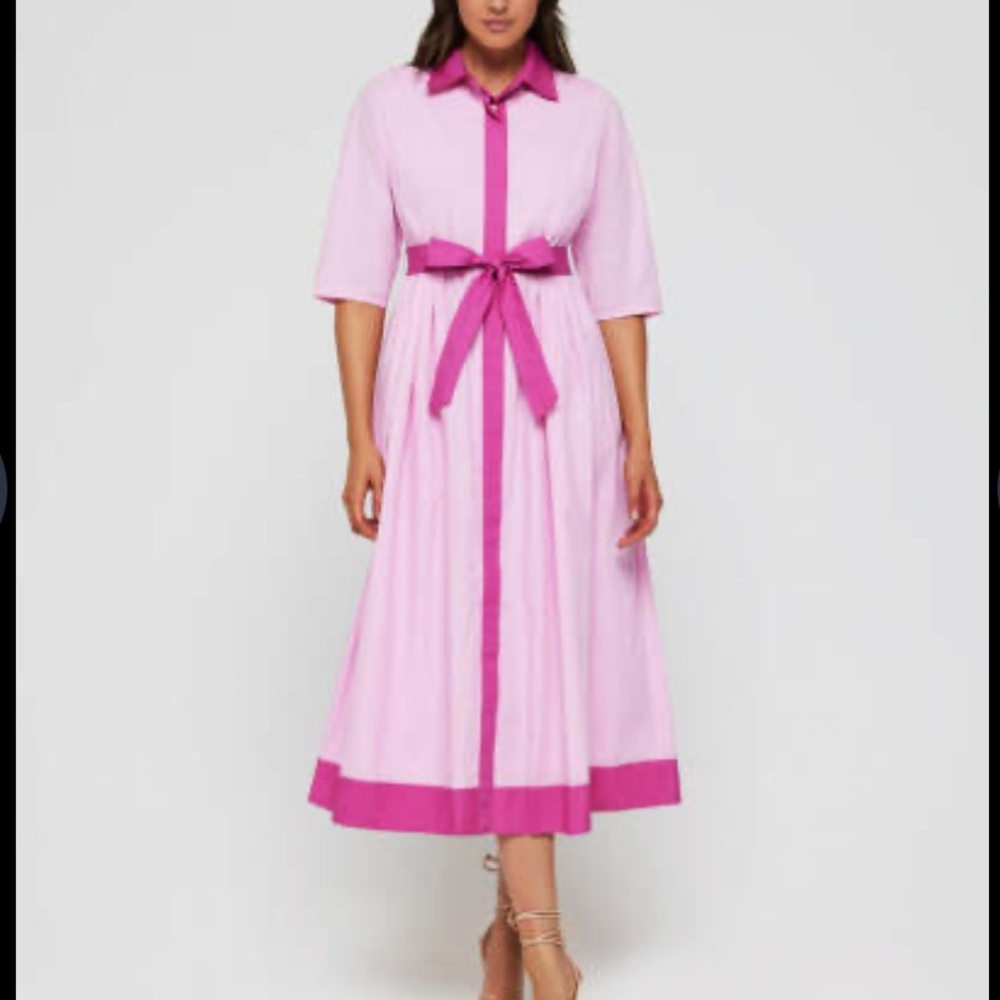 Hermoza Pink Two-Tone Maxi Shirt Dress